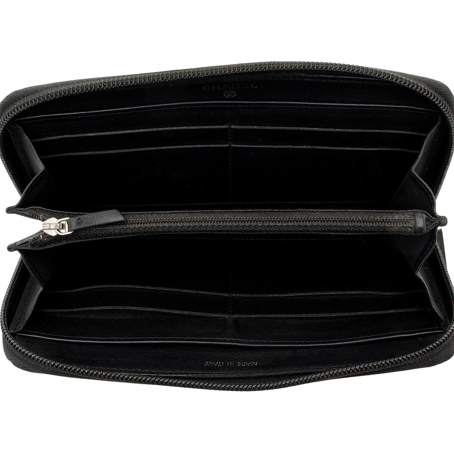 Chanel Caviar Leather Timeless Zip Around Wallet