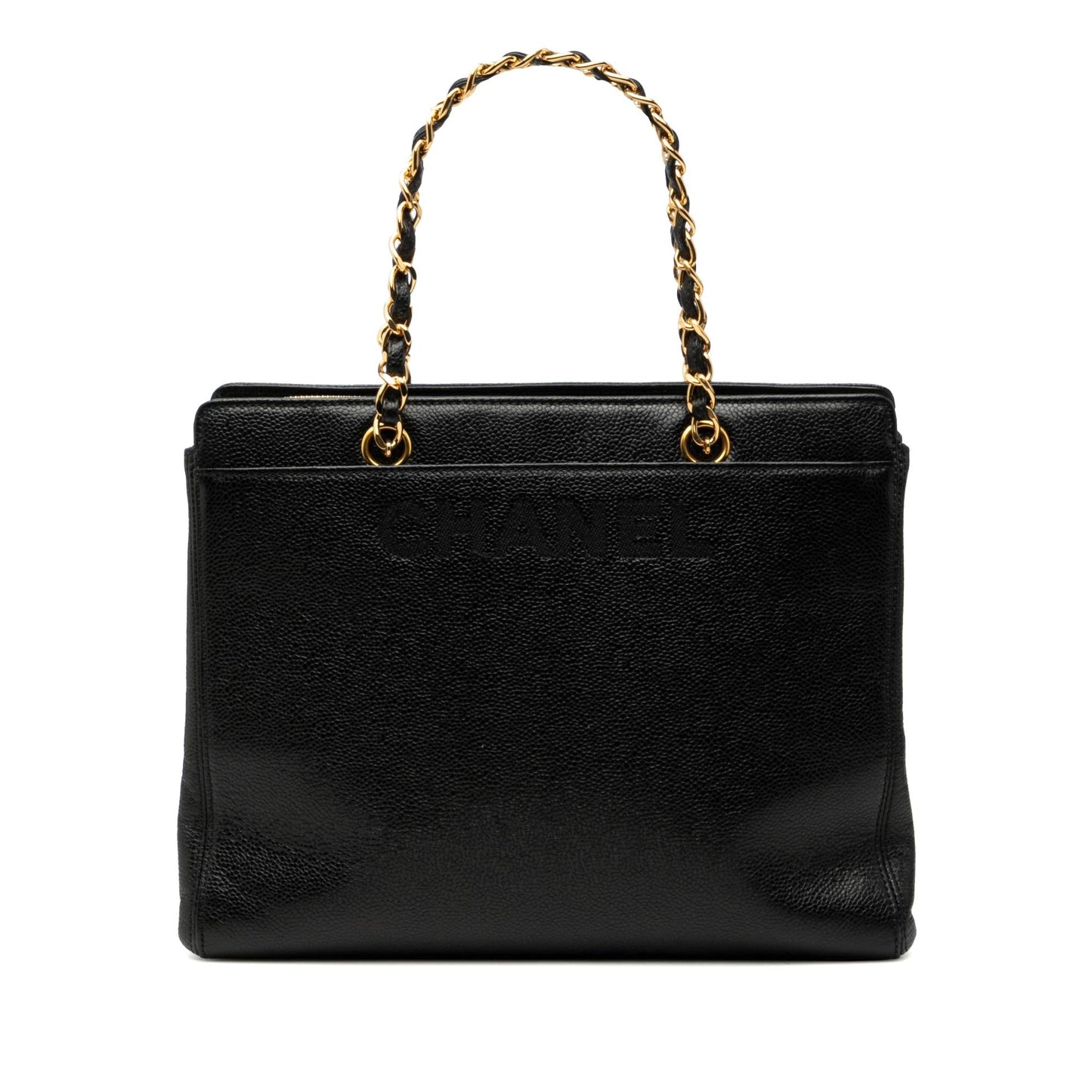Chanel Caviar Logo Chain Tote