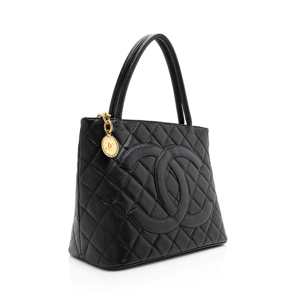 Luxury Chanel CAVIAR LEATHER MEDALLION TOTE BAG