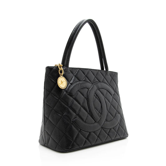 Luxury Chanel CAVIAR LEATHER MEDALLION TOTE BAG
