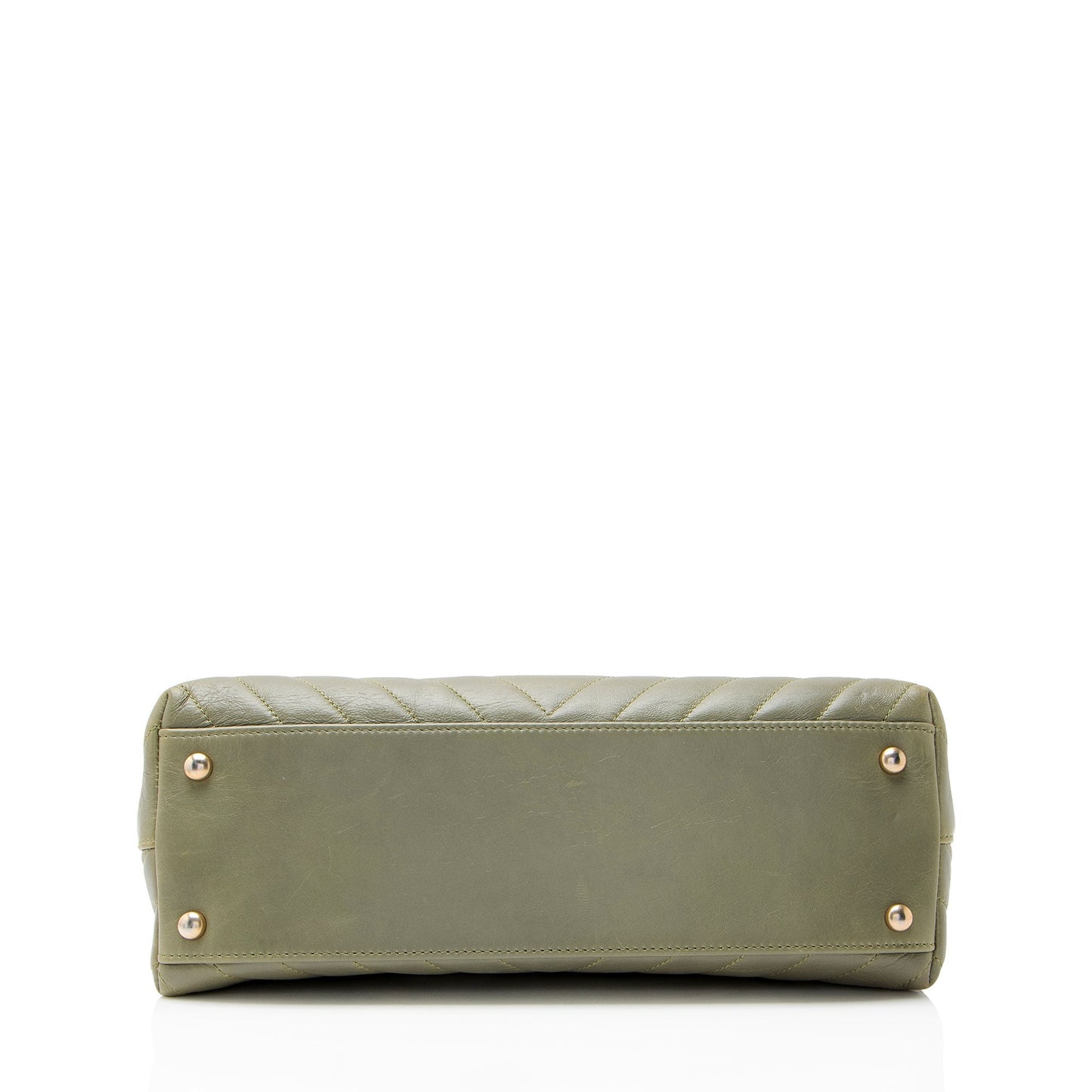 Chanel Chevron Aged Calfskin Lizard Coco Small Top Handle