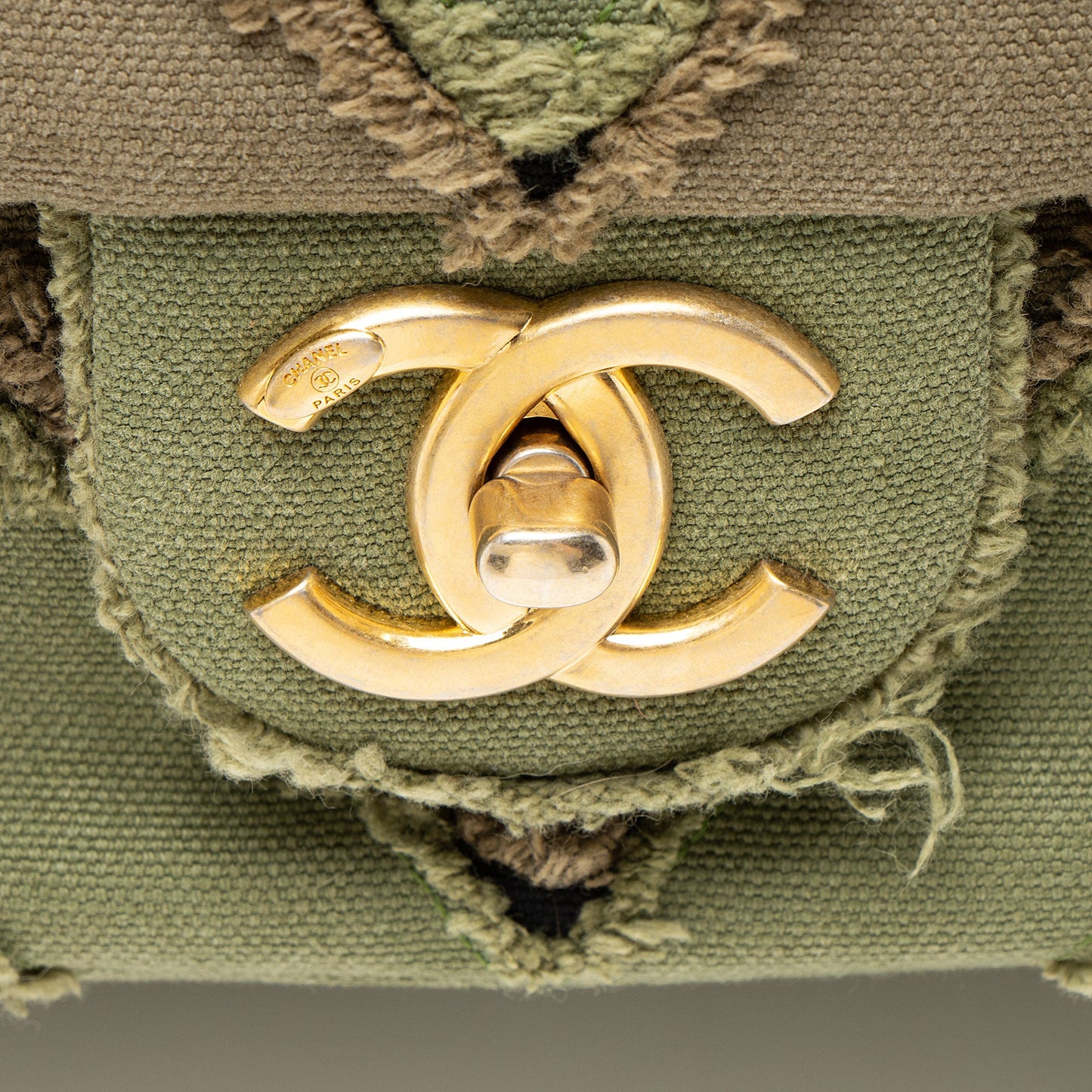 Chanel Chevron Canvas Patchwork Cuba CC Maxi Flap Bag