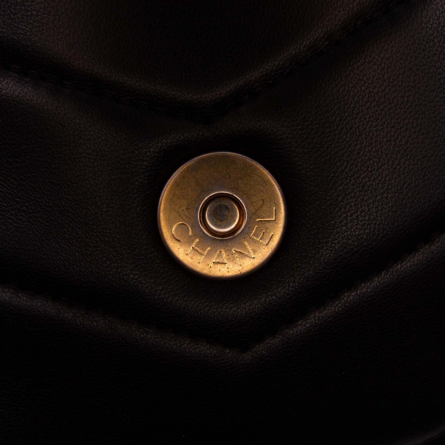 Chanel Chevron Lambskin CC Medallion Button Flap Clutch