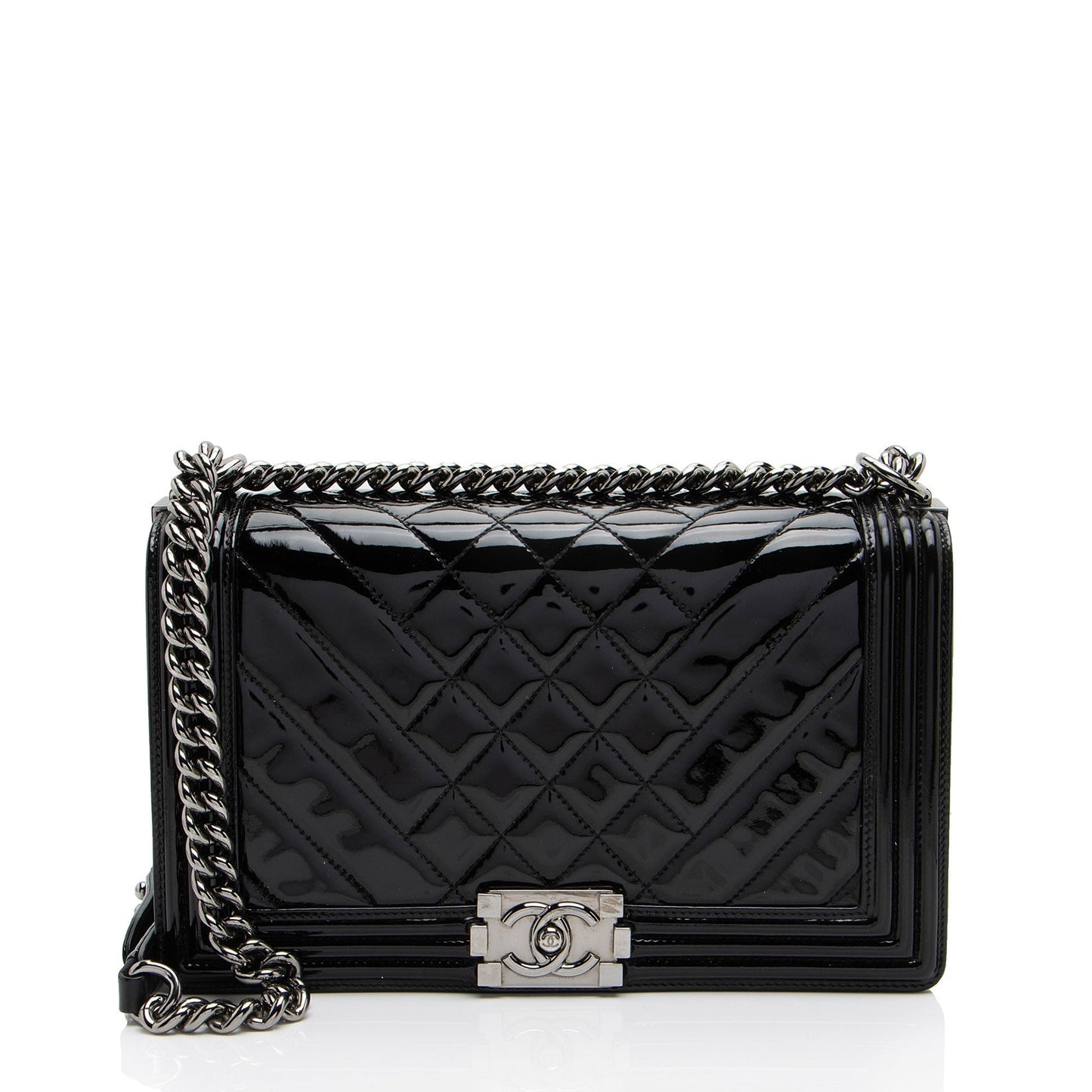 Luxury Chanel Chevron Patent Leather New Medium Boy Bag (SHF-NB6JRi)