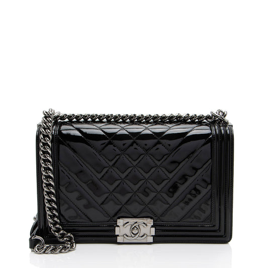 Luxury Chanel Chevron Patent Leather New Medium Boy Bag (SHF-NB6JRi)
