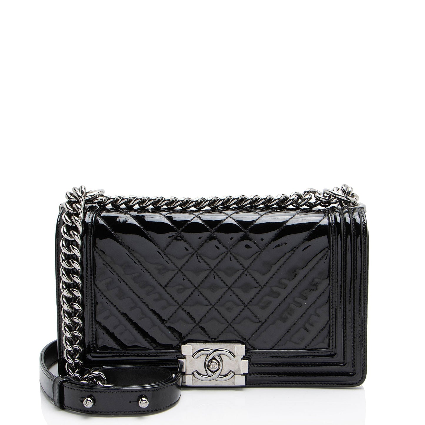 Luxury Chanel Chevron Patent Leather Old Medium Boy Bag (SHF-2P3jRA)