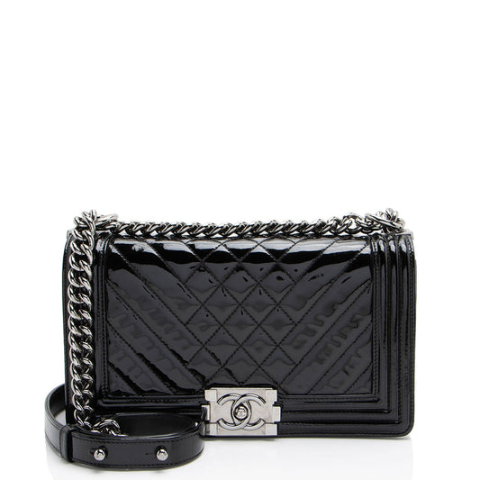 Luxury Chanel Chevron Patent Leather Old Medium Boy Bag (SHF-2P3jRA)