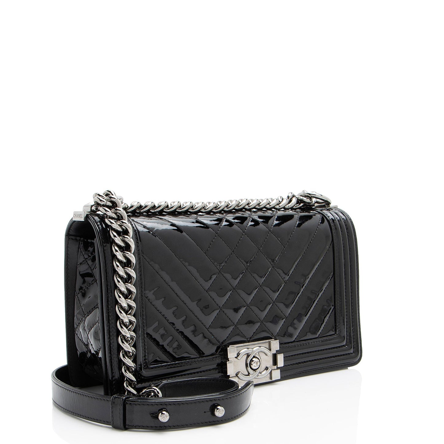 Luxury Chanel Chevron Patent Leather Old Medium Boy Bag (SHF-2P3jRA)