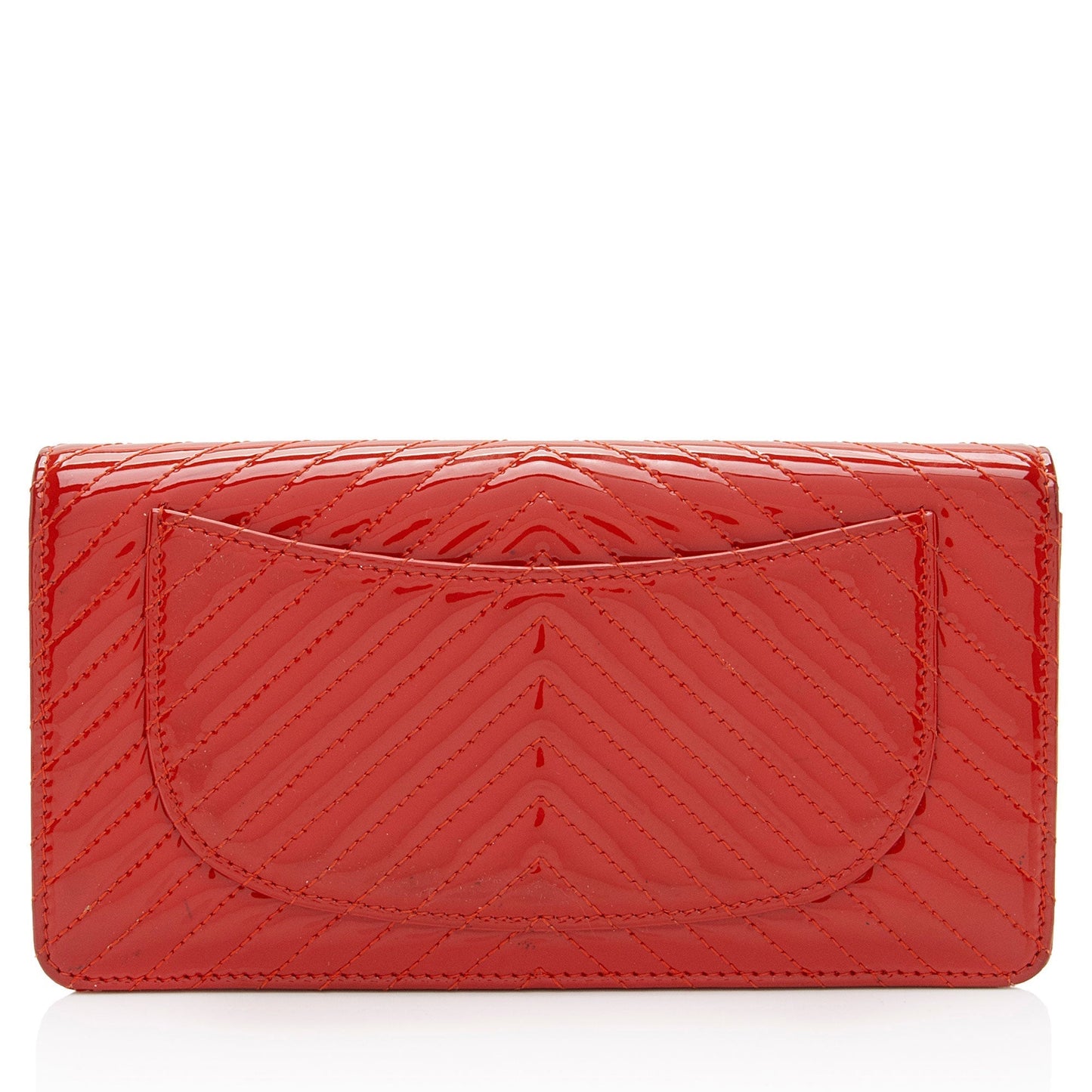 Luxury Chanel Chevron Patent Leather Yen Wallet (SHF-dr7rcl)