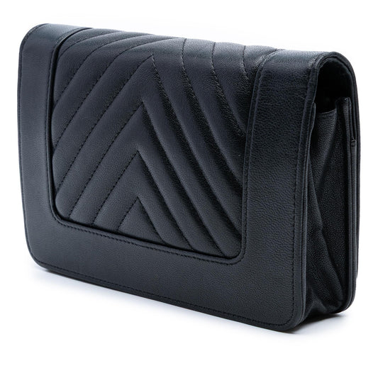 Chanel Chevron Sheepskin Mademoiselle Vintage Wallet on Chain