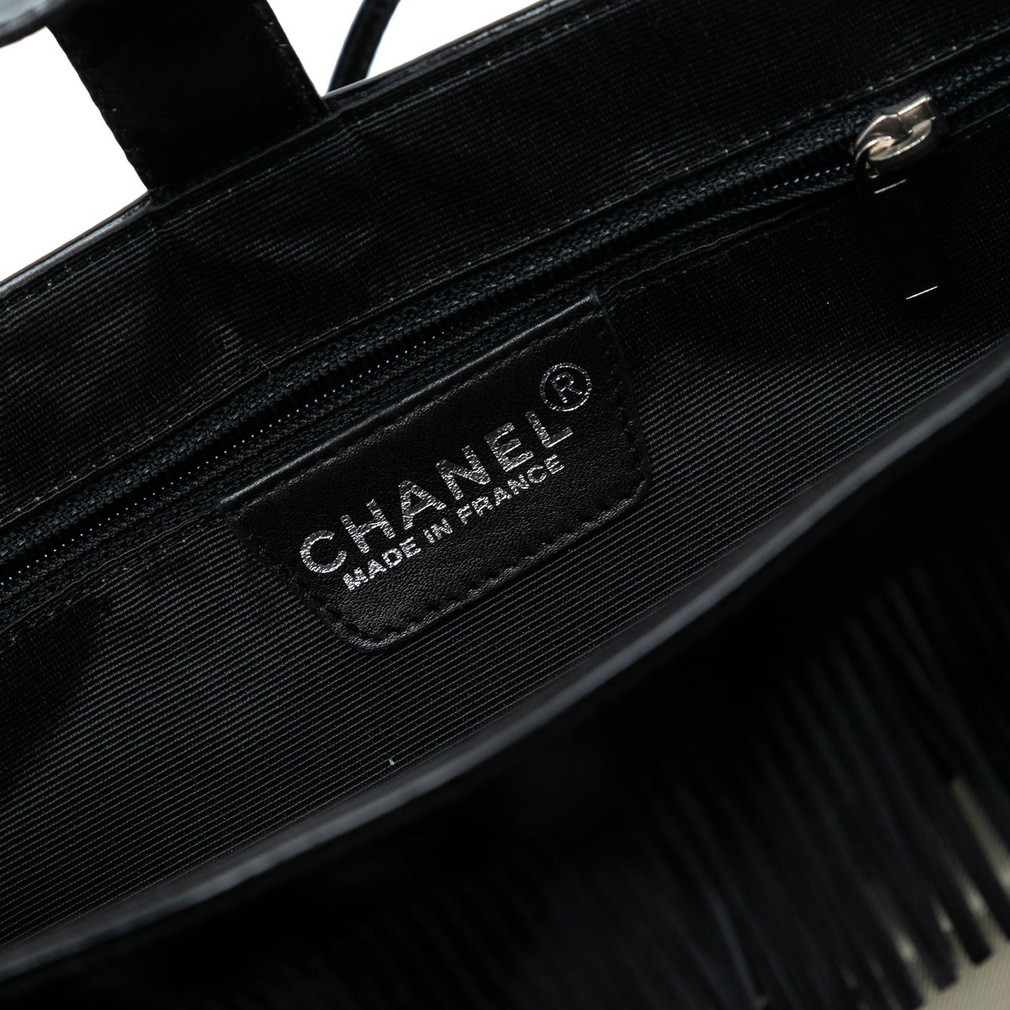 Chanel Chocolate Bar Printed Canvas Fringe Handbag