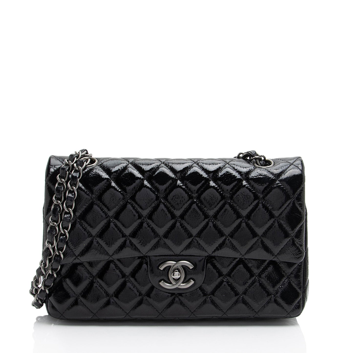 Luxury Chanel Crumpled Patent Leather Classic Medium Double Flap Bag (SHF-Bt2Jh2)