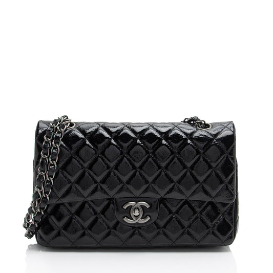 Luxury Chanel Crumpled Patent Leather Classic Medium Double Flap Bag (SHF-Bt2Jh2)