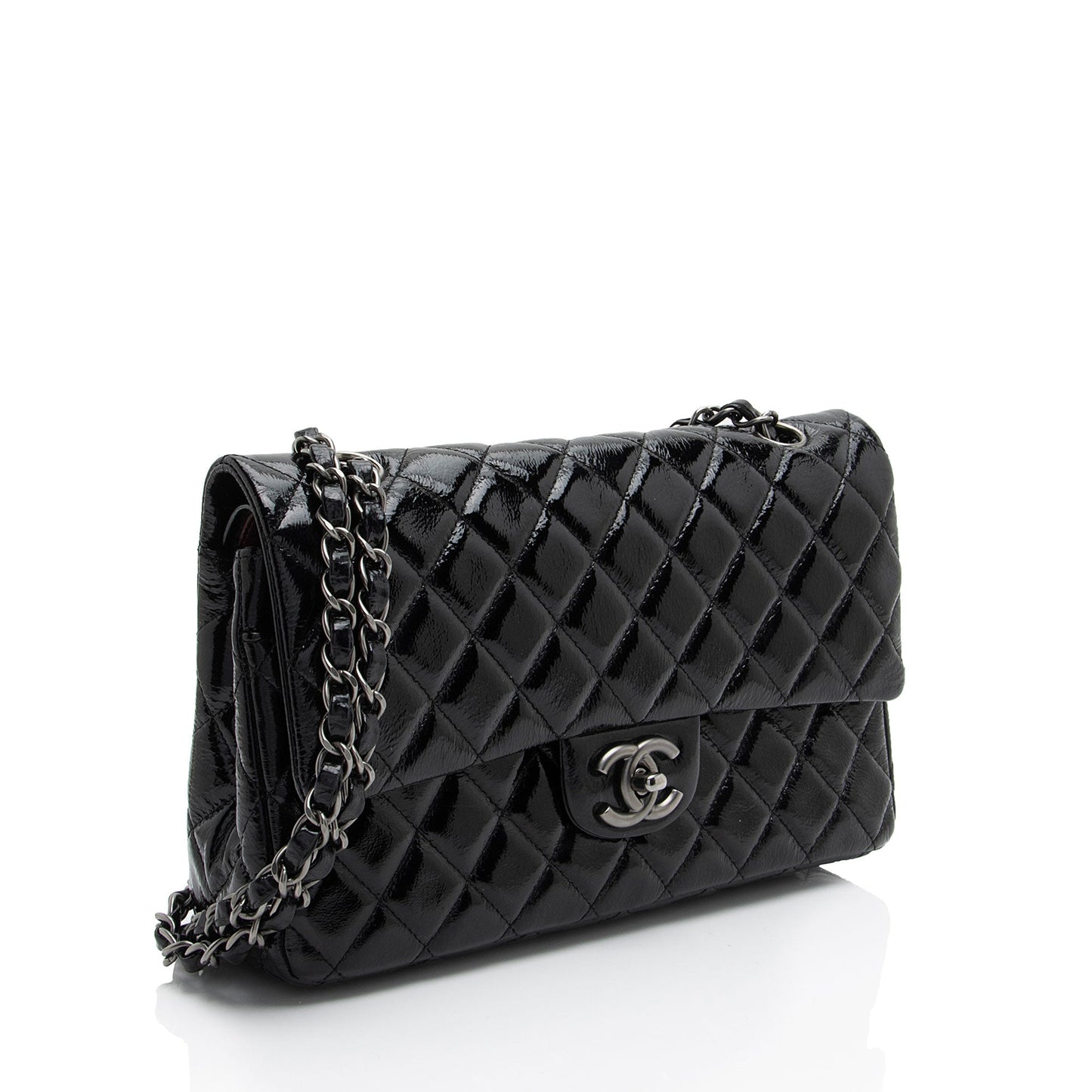 Luxury Chanel Crumpled Patent Leather Classic Medium Double Flap Bag (SHF-Bt2Jh2)