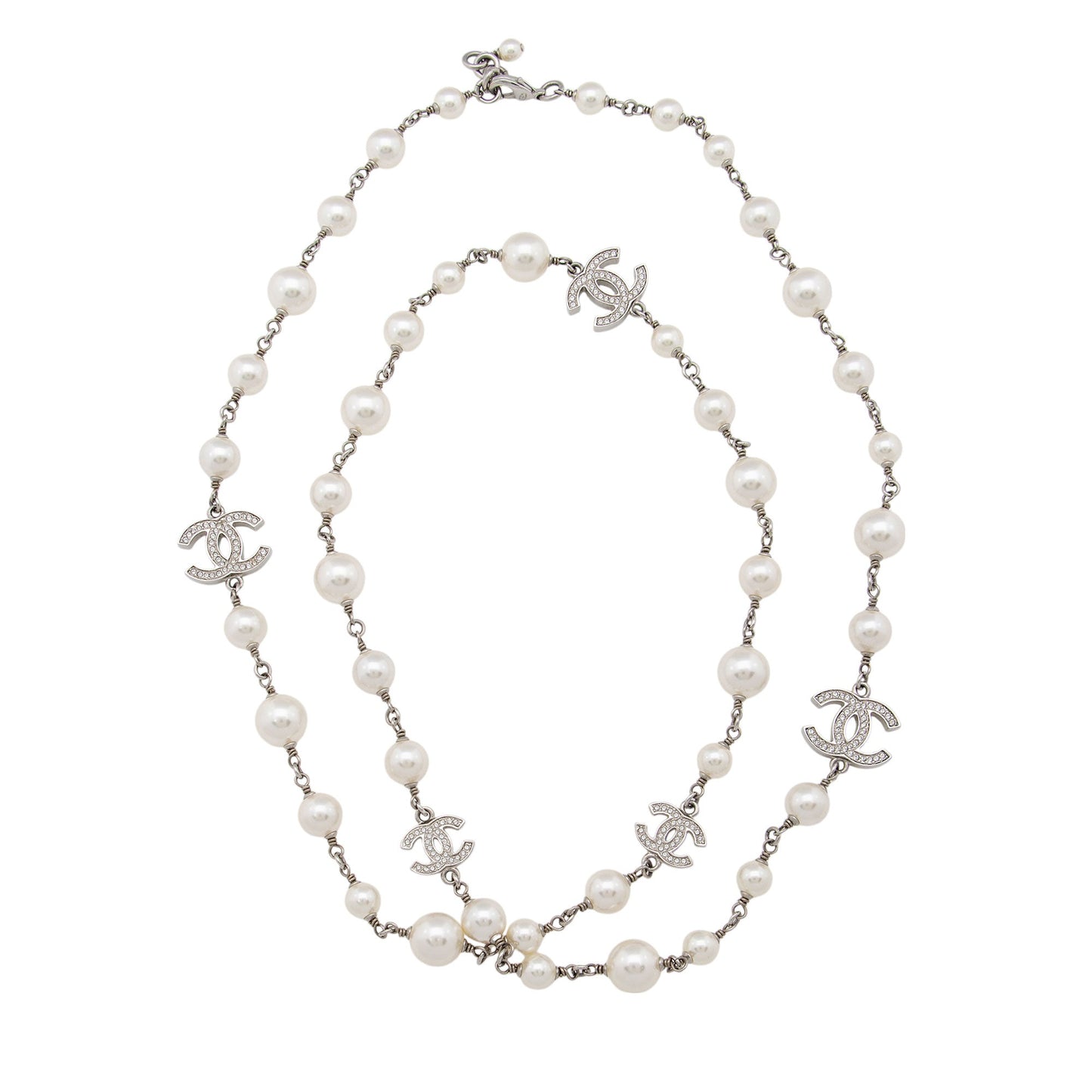 Chanel Crystal Pearl CC Long Necklace (SHF-oKOF4P)