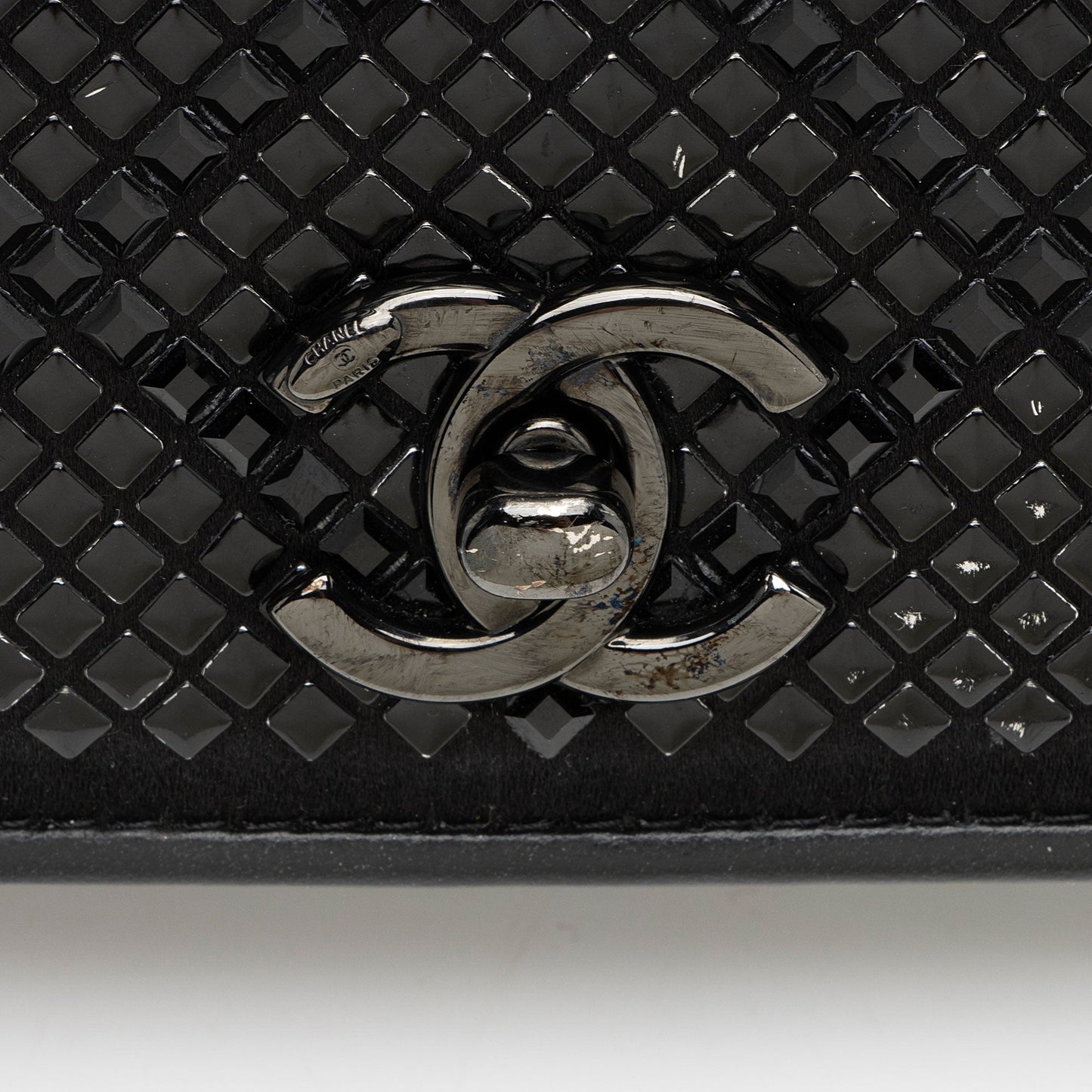 Chanel Crystal Satin Mini Chain Crossbody