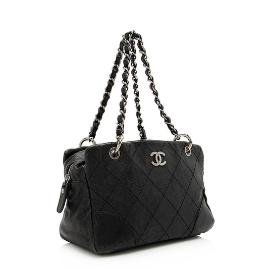 Chanel Distressed Caviar Leather Outdoor Ligne Satchel (SHF-20512)