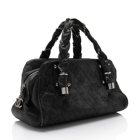 Chanel Distressed Lambskin Lady Braid Bowler Satchel (SHF-4rWbPz)