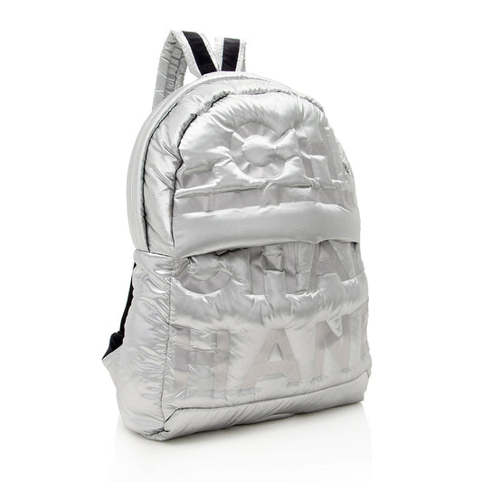 Chanel Embossed Nylon Logo Doudoune Large Backpack (SHF-17689)