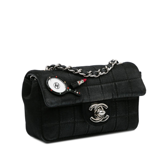Chanel Extra Mini Satin Choco Bar Charms Flap Bag (SHG-KPSO4I)