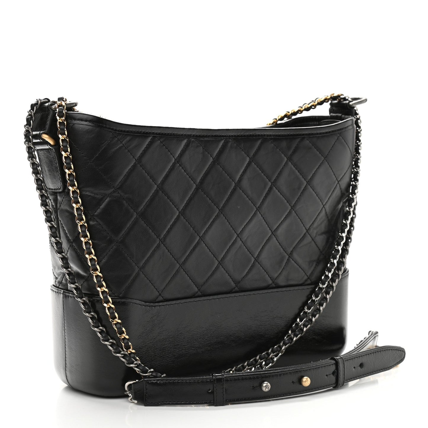 Luxury Chanel Aged Calfskin Quilted Medium Gabrielle Hobo Black