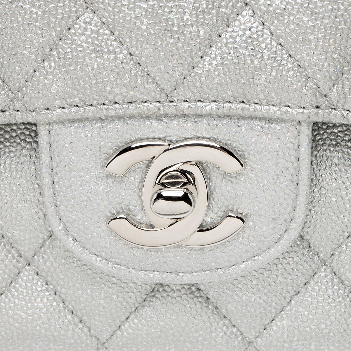 Chanel Glittered Metallic Caviar Leather Classic Medium Double Flap Bag