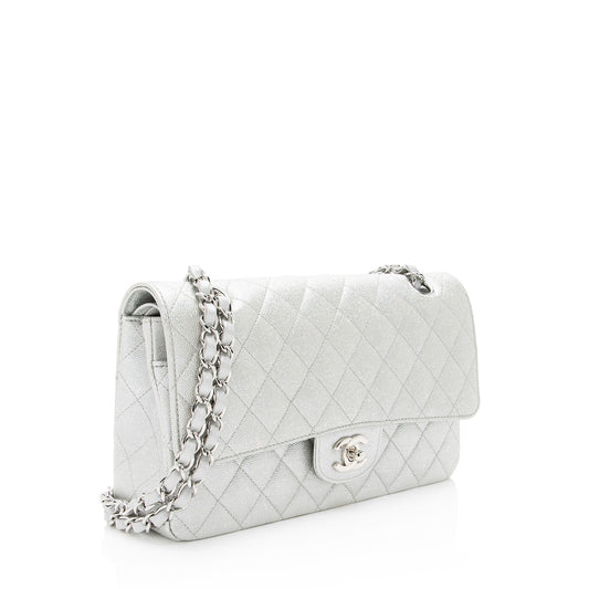 Chanel Glittered Metallic Caviar Leather Classic Medium Double Flap Bag