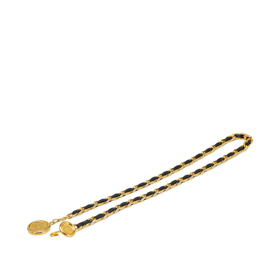 Chanel Gold Plated Medallion Leather Woven Chain Belt - 31 / 78