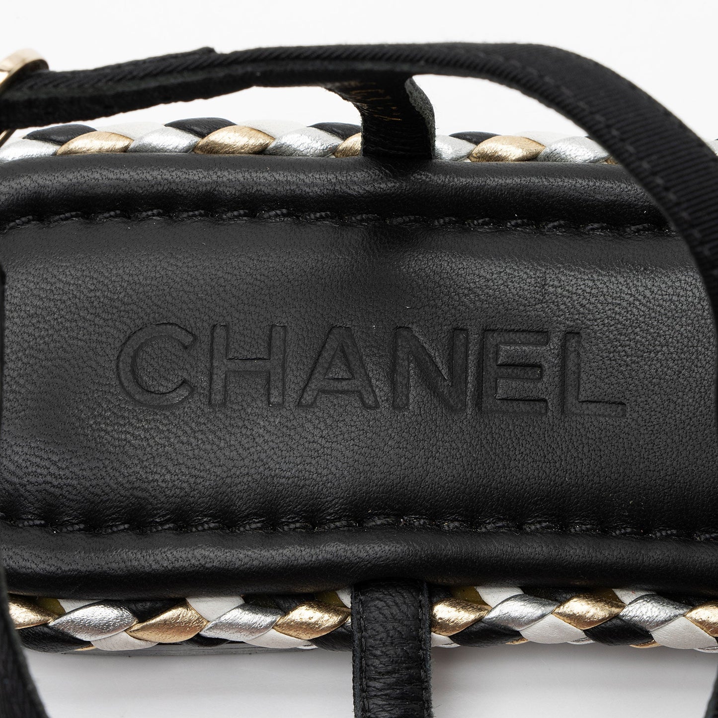 Chanel Grosgrain Chain Thong Sandals  - Size 7C / 37C