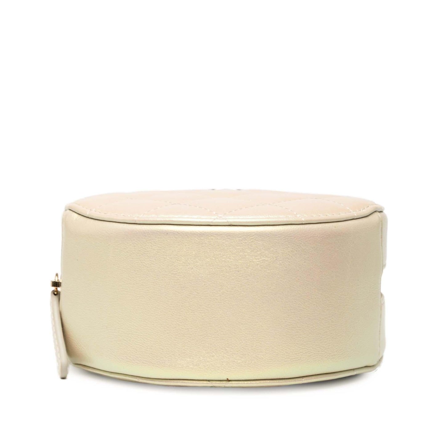 Chanel Iridescent Quilted Lambskin Round Clutch With Chain