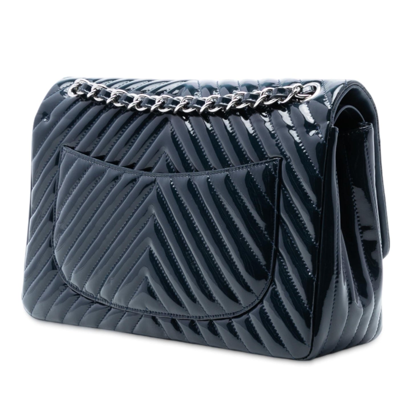 Chanel Jumbo Classic Chevron Patent Double Flap