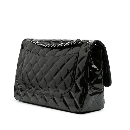 Chanel Jumbo Classic Striped Patent Double Flap