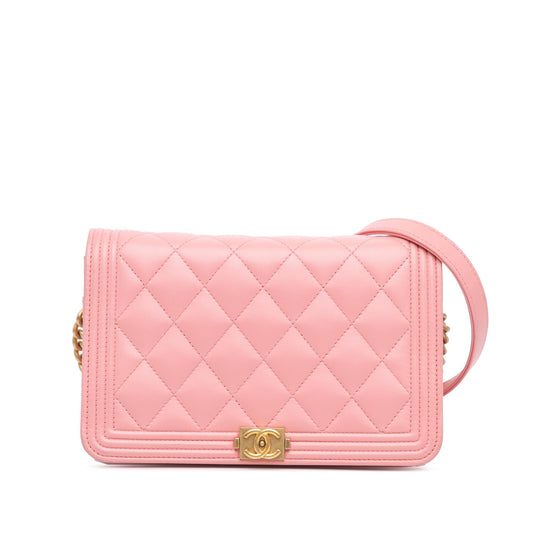 Chanel Lambskin Boy Wallet On Chain