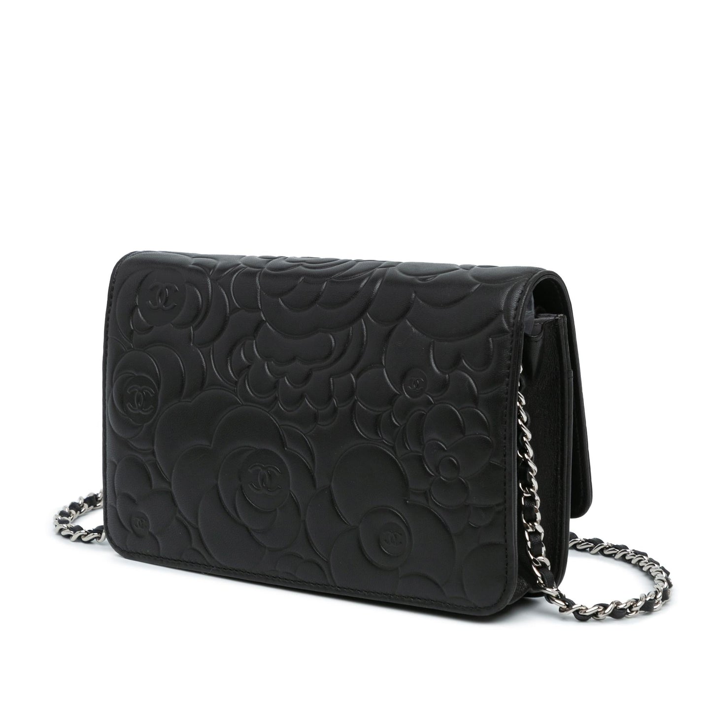 Chanel Lambskin Camellia Embossed Wallet On Chain (SHG-Jgwe48)