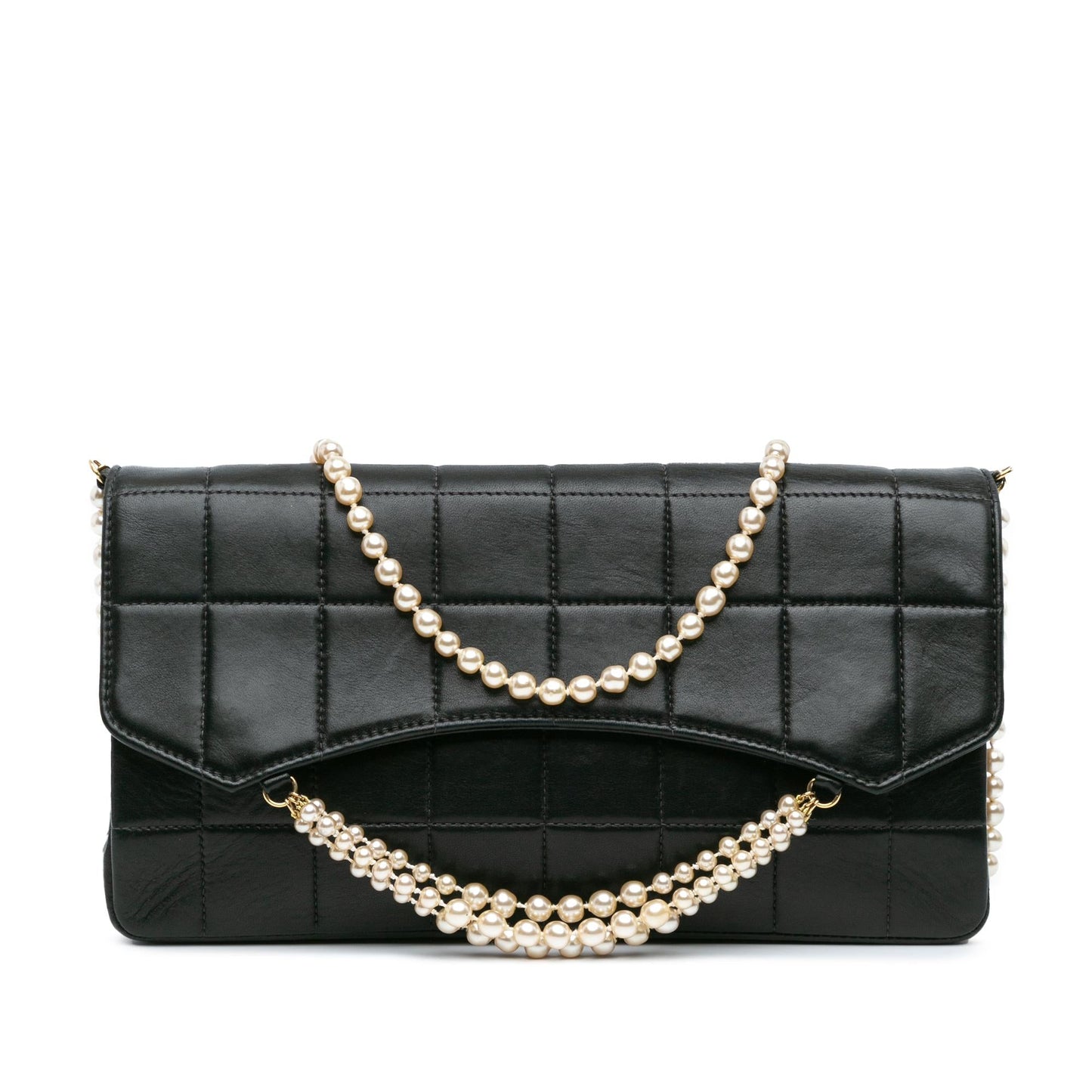 Chanel Lambskin Chocolate Bar Pearl Chain Flap