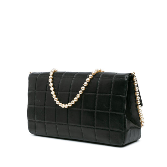 Chanel Lambskin Chocolate Bar Pearl Chain Flap