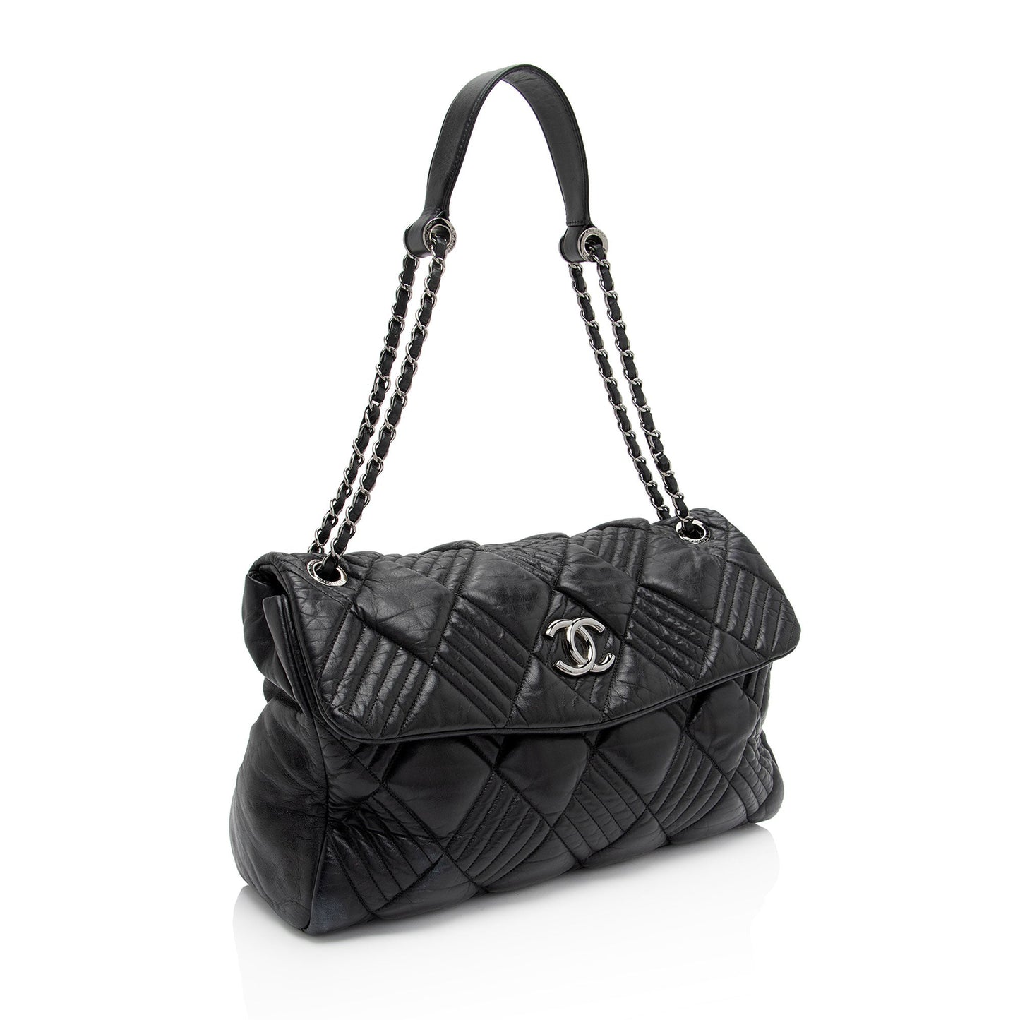 Chanel Lambskin In and Out Maxi Flap Bag (SHF-A4kgjG)