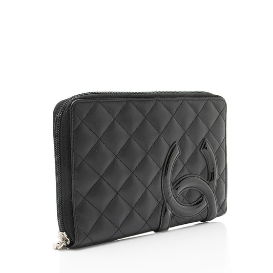 Chanel Lambskin Ligne Cambon Zip Around Organizer Wallet