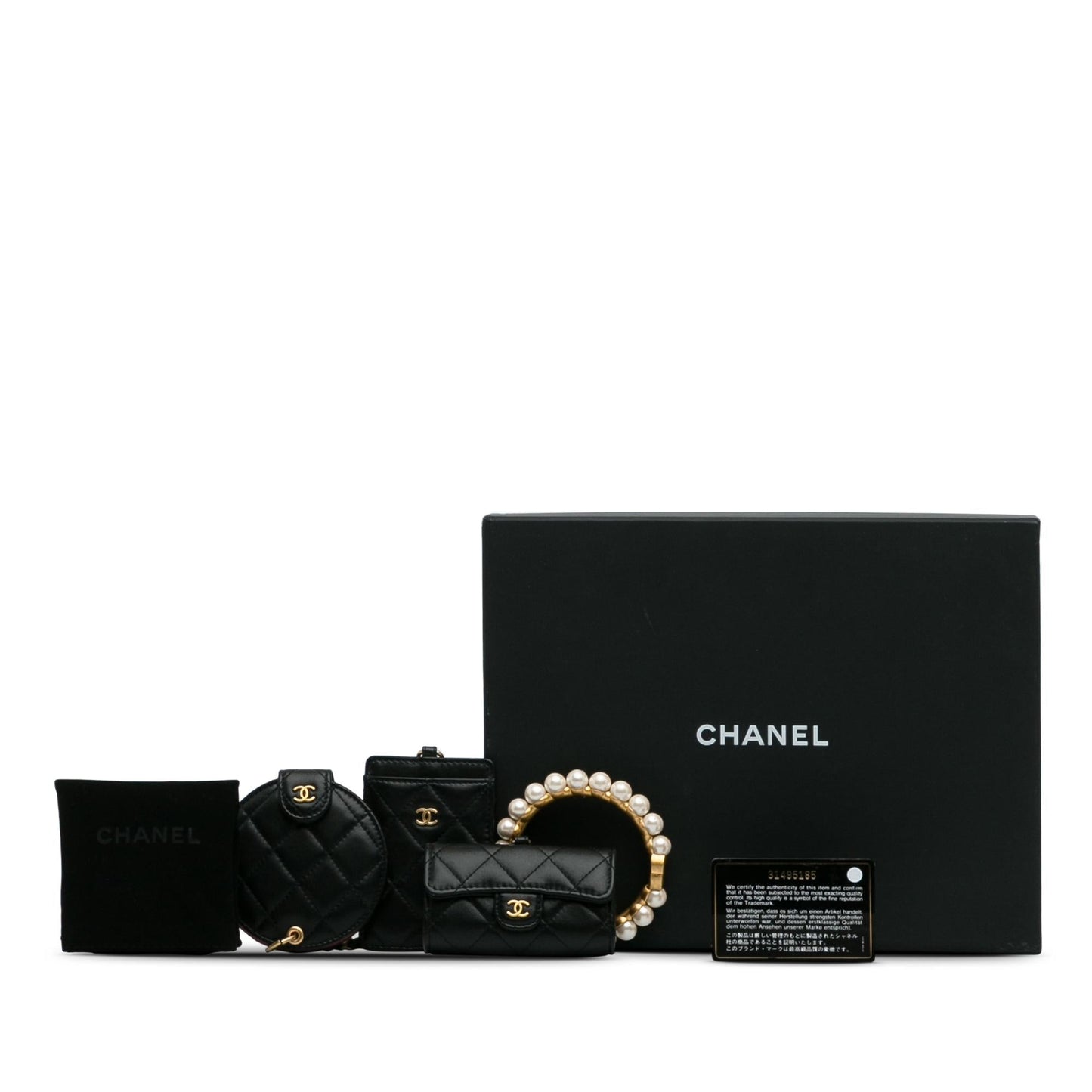 Chanel Lambskin Pearl Crown CC Wristlet Multi Pouches (SHG-ZnqXOL)