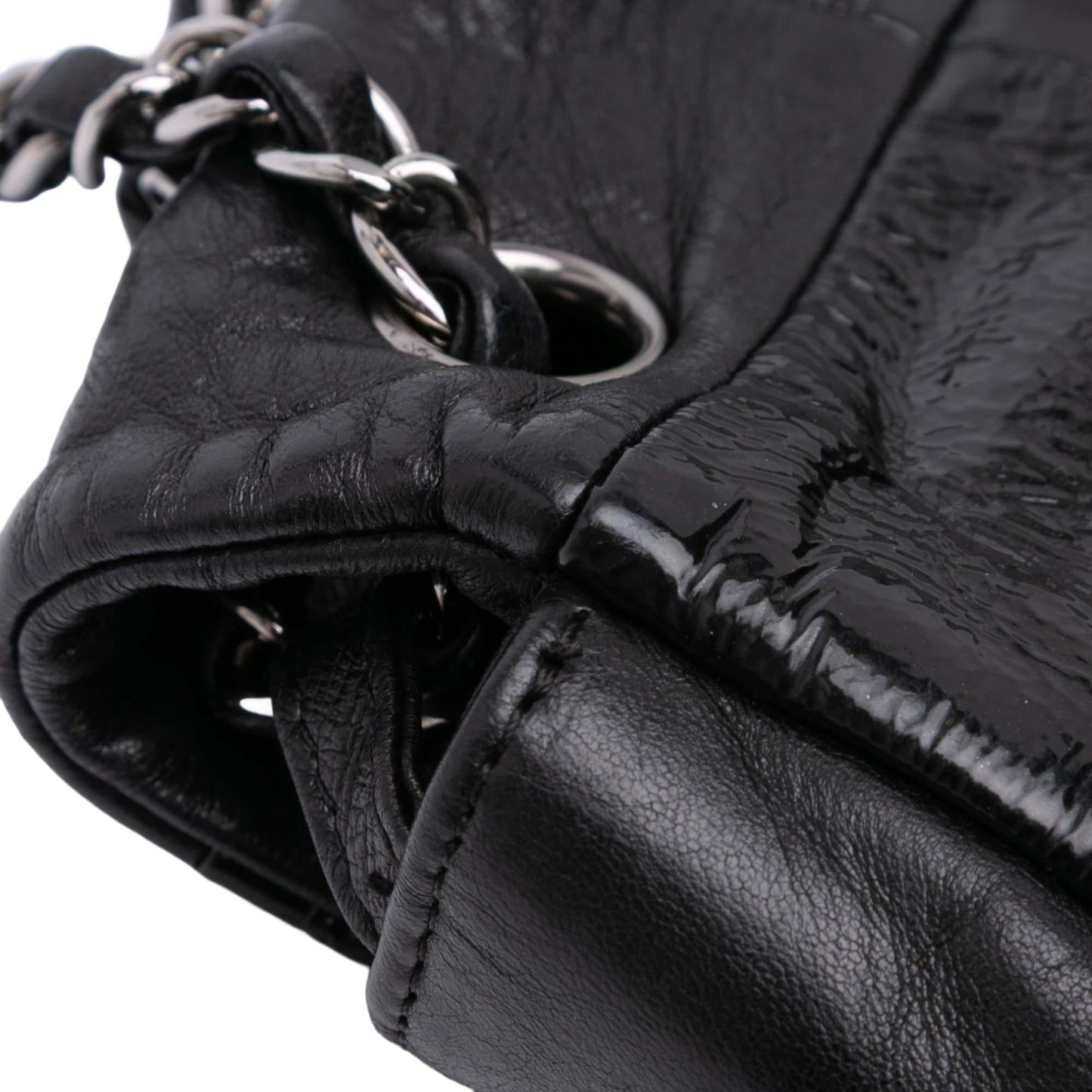 Chanel Lambskin and Patent Patchwork Brooklyn Flap