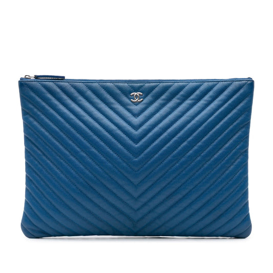 Chanel Large CC Chevron Caviar O Case Clutch