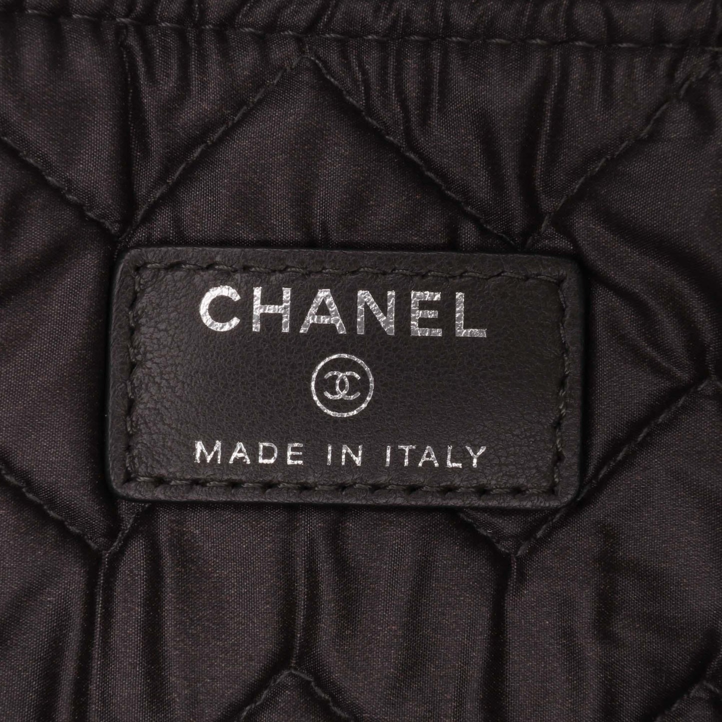 Chanel Large CC Distressed Quilted Patent Chevron Crossing O Case