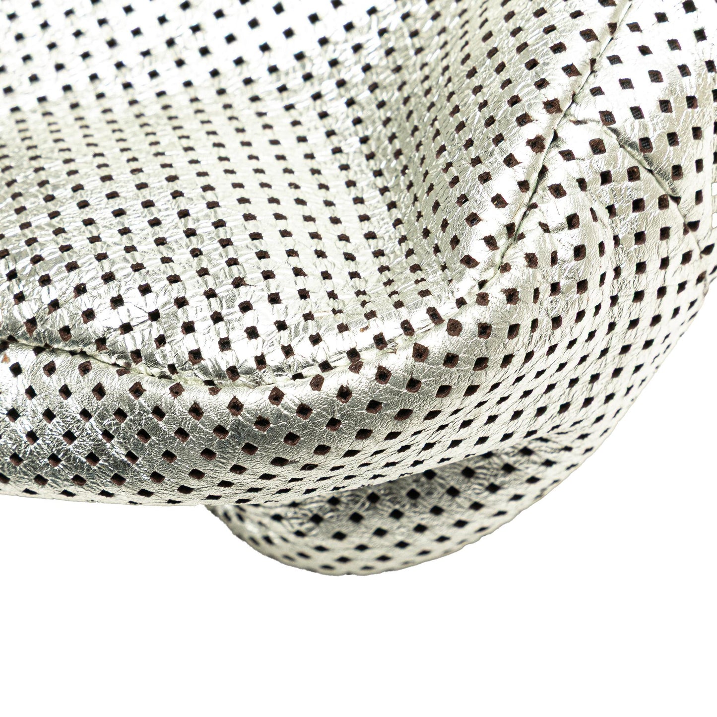 Chanel Large Metallic Glazed Calfskin Perforated Rodeo Drive Satchel
