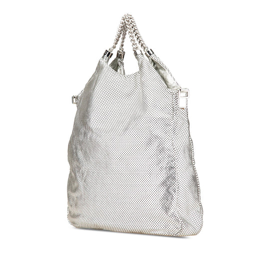 Chanel Large Metallic Glazed Calfskin Perforated Rodeo Drive Satchel