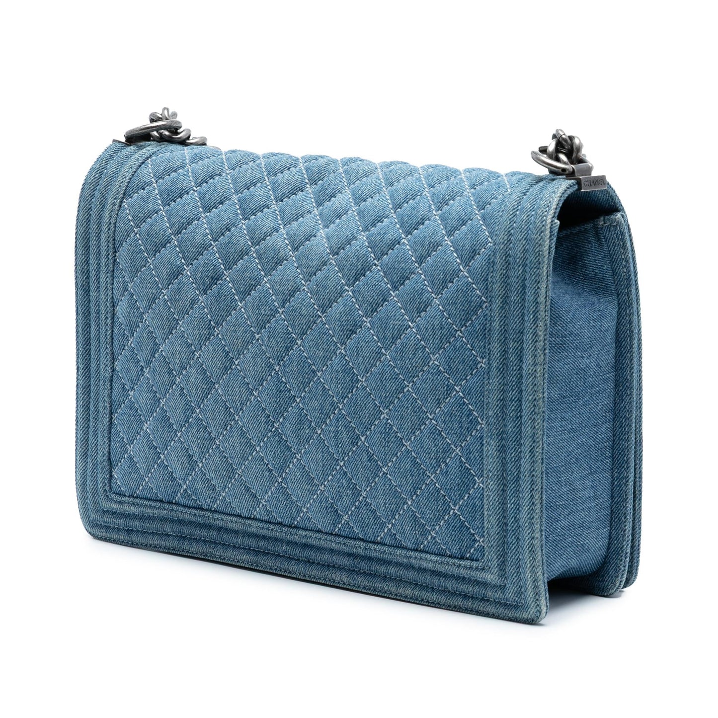 Chanel Large Quilted Denim Boy Flap