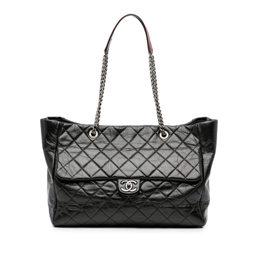 Chanel Large Quilted Glazed Calfskin Duo Color Tote