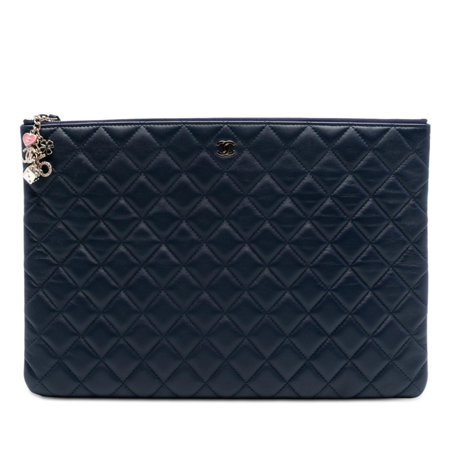 Chanel Large Quilted Lambskin Casino Charms O Case Clutch