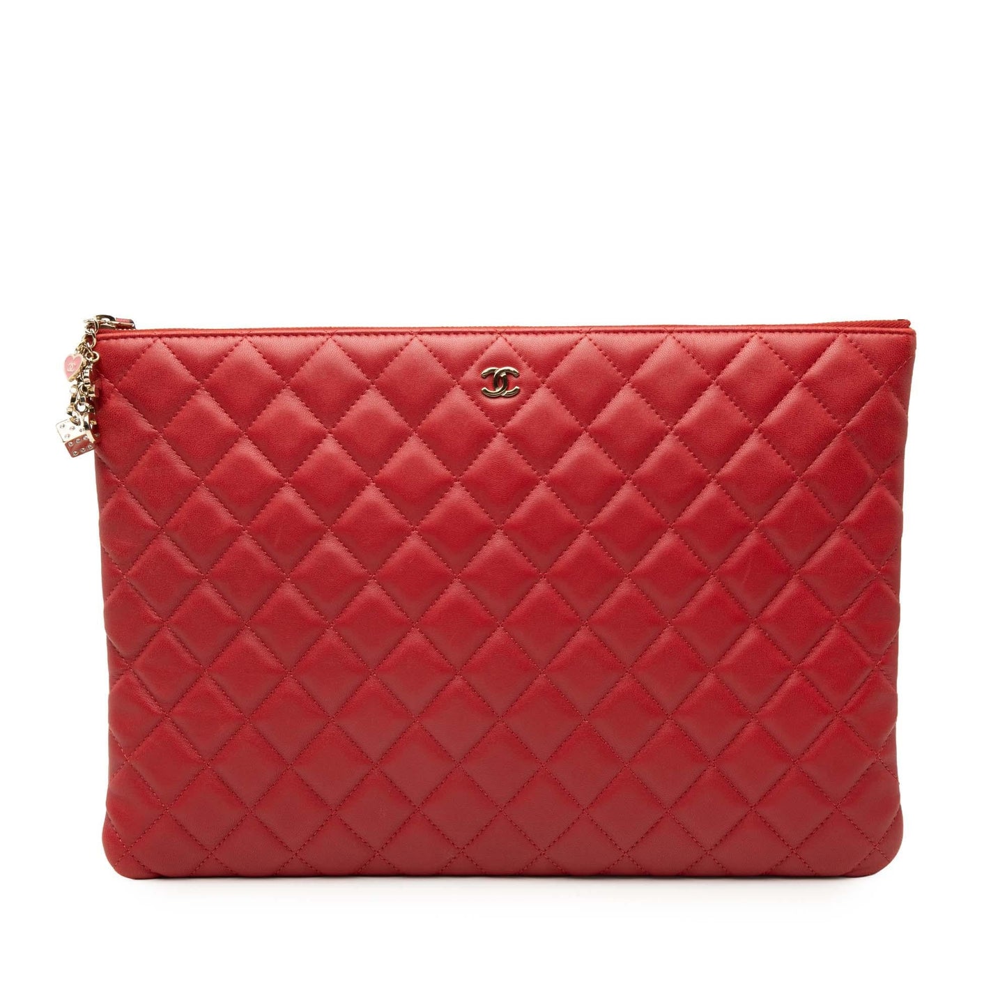 Chanel Large Quilted Lambskin Casino Charms O Case Clutch