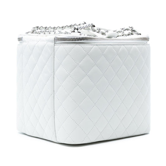 Chanel Large Quilted Lambskin Top Handle Jewelry Box With Chain