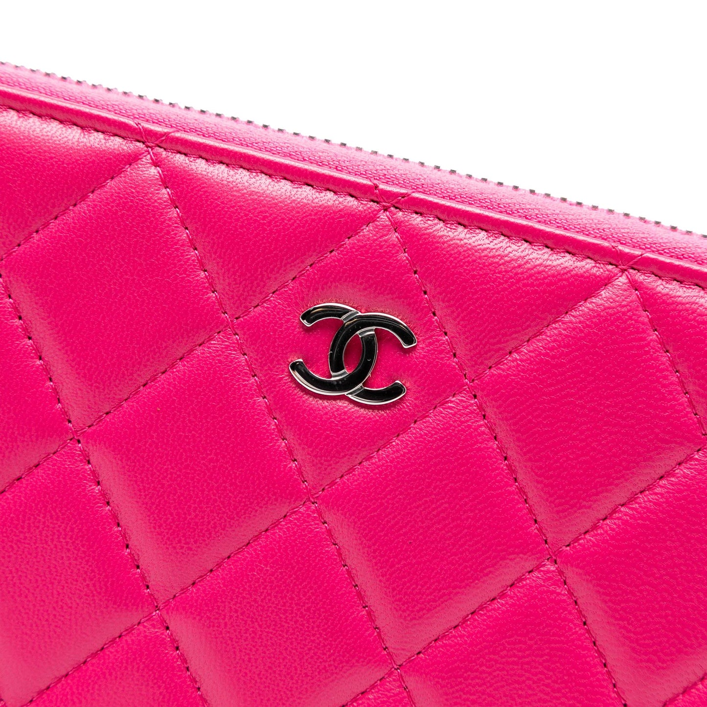 Chanel Large Quilted Lambskin Zip Around Organizer Clutch